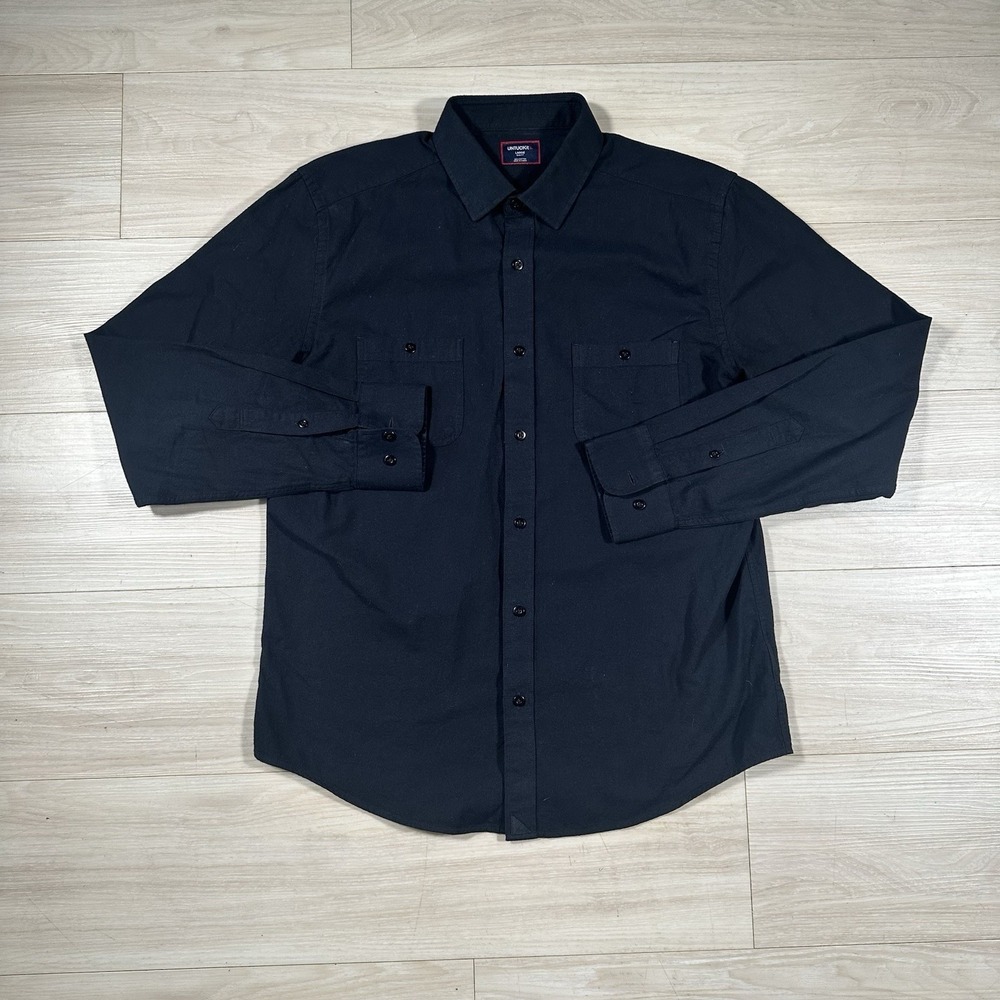 UNTUCKit Slim Fit Button Up Longsleeve Shirt Black Men's Size Large Utility - Picture 2 of 5